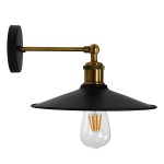 GloboStar® MINIMALL 01039 Vintage Industrial Φωτιστικό Τοίχου Απλίκα Μονόφωτο Μαύρο Μεταλλικό Καμπάνα Φ22 x Μ39 x Π22 x Υ18cm