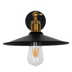 GloboStar® MINIMALL 01039 Vintage Industrial Φωτιστικό Τοίχου Απλίκα Μονόφωτο Μαύρο Μεταλλικό Καμπάνα Φ22 x Μ39 x Π22 x Υ18cm