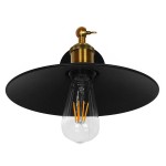 GloboStar® MINIMALL 01039 Vintage Industrial Φωτιστικό Τοίχου Απλίκα Μονόφωτο Μαύρο Μεταλλικό Καμπάνα Φ22 x Μ39 x Π22 x Υ18cm