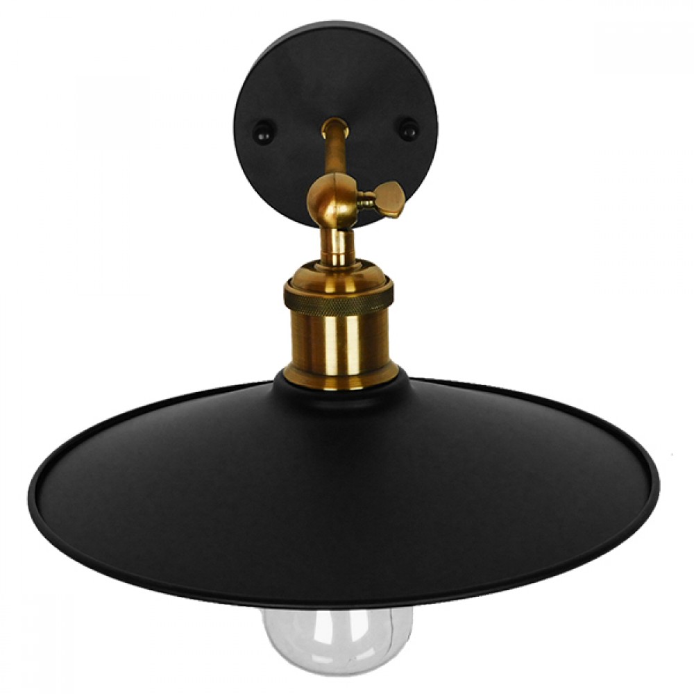 GloboStar® MINIMALL 01039 Vintage Industrial Φωτιστικό Τοίχου Απλίκα Μονόφωτο Μαύρο Μεταλλικό Καμπάνα Φ22 x Μ39 x Π22 x Υ18cm