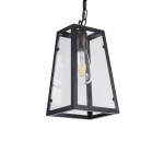 GloboStar® LIMA 01040 Vintage Industrial Κρεμαστό Φωτιστικό Οροφής Μονόφωτο 1 x E27 AC220-240V - Μ17 x Π14 x Υ26cm - Μαύρο Μεταλλικό Πλέγμα - 5 Χρόνια Εγγύηση
