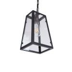 GloboStar® LIMA 01040 Vintage Industrial Κρεμαστό Φωτιστικό Οροφής Μονόφωτο 1 x E27 AC220-240V - Μ17 x Π14 x Υ26cm - Μαύρο Μεταλλικό Πλέγμα - 5 Χρόνια Εγγύηση