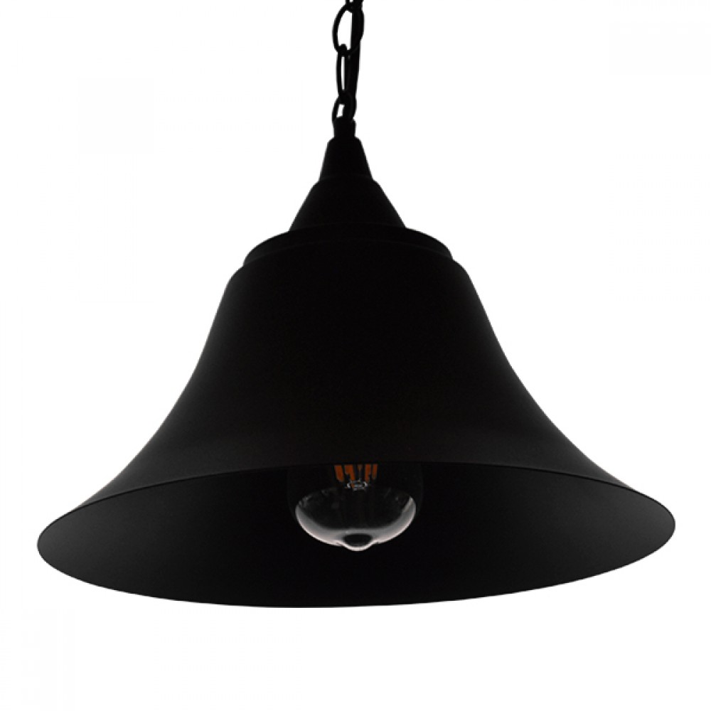 GloboStar® CLOCHER 01041 Vintage Industrial Κρεμαστό Φωτιστικό Οροφής Μονόφωτο 1 x E27 Μαύρο Μεταλλικό Καμπάνα Φ29 x Y34cm