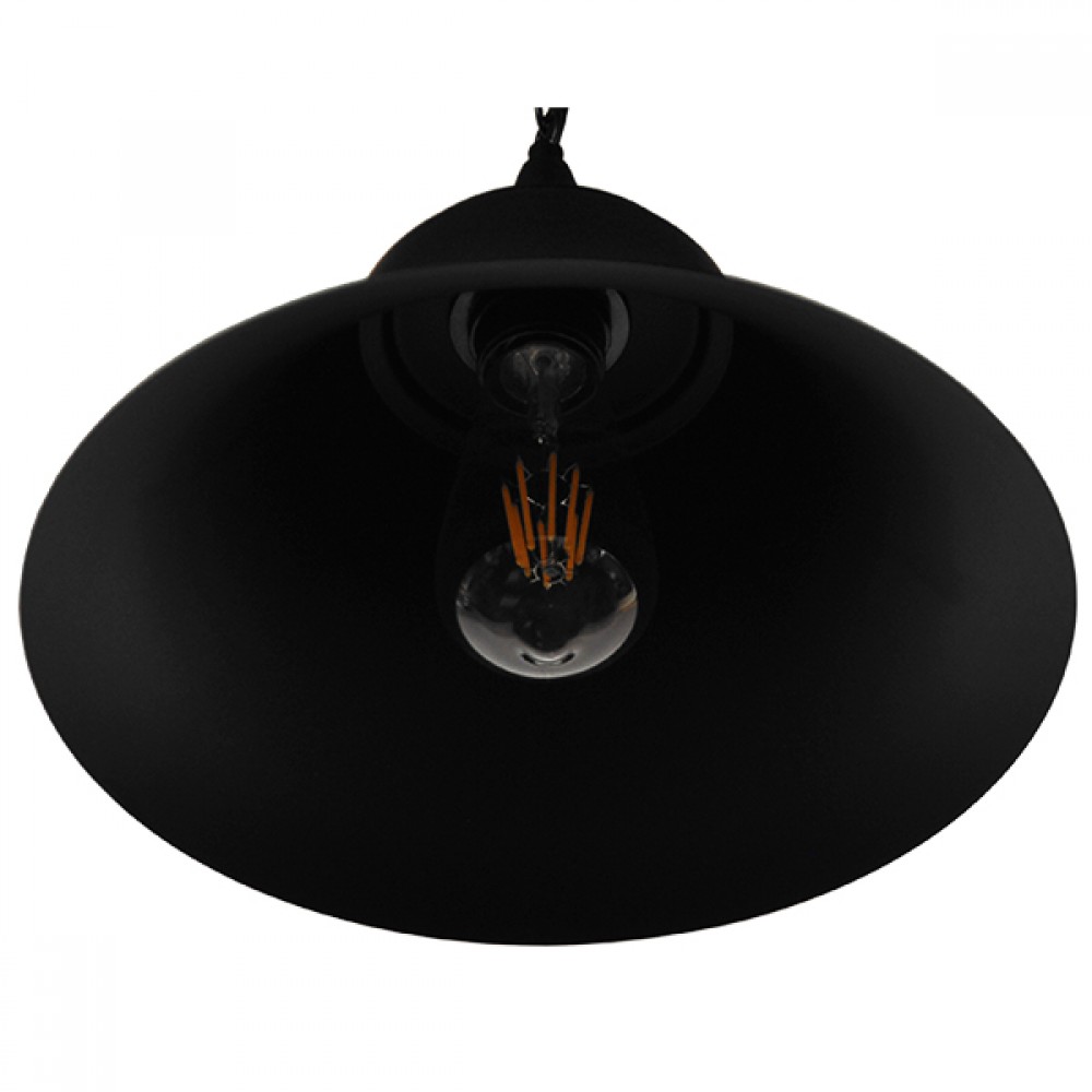 GloboStar® CLOCHER 01041 Vintage Industrial Κρεμαστό Φωτιστικό Οροφής Μονόφωτο 1 x E27 Μαύρο Μεταλλικό Καμπάνα Φ29 x Y34cm
