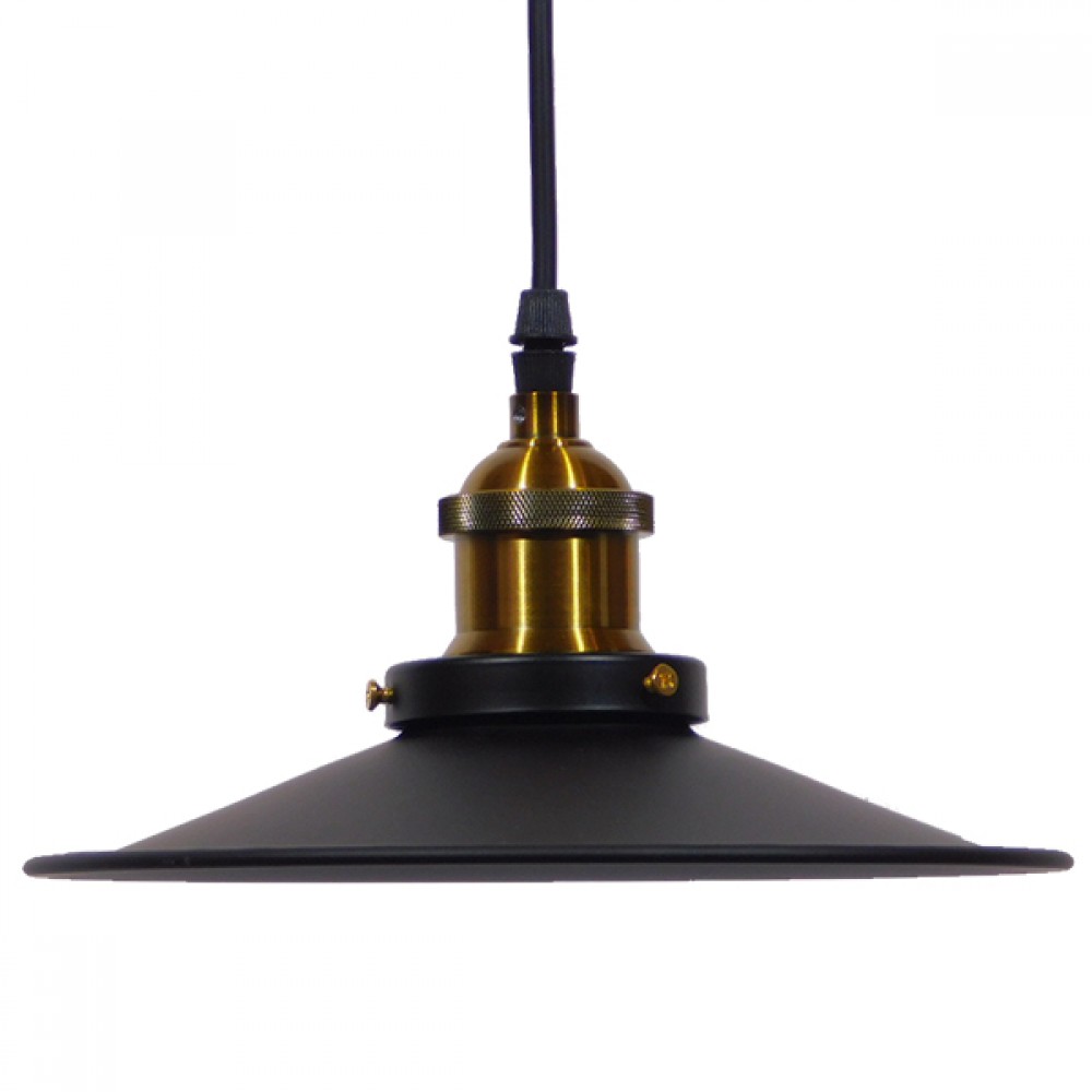 GloboStar® CARAVEL 01042 Vintage Industrial Κρεμαστό Φωτιστικό Οροφής Μονόφωτο Μαύρο Μεταλλικό Καμπάνα Φ36 x Y13cm