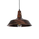 GloboStar® RAY 01046 Vintage Industrial Κρεμαστό Φωτιστικό Οροφής Μονόφωτο 1 x E27 AC220-240V - Φ36 x Υ25cm - Καφέ Σκουριά Μεταλλικό Καμπάνα - 5 Χρόνια Εγγύηση