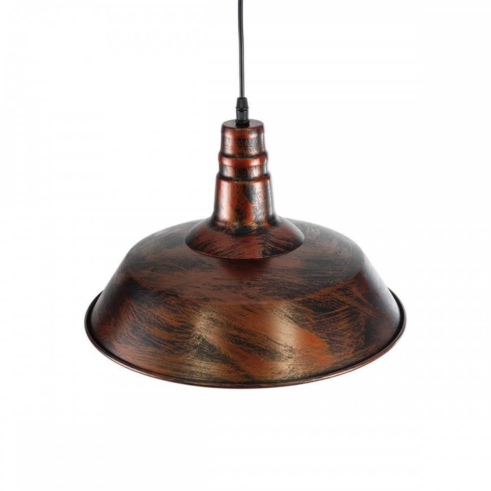 GloboStar® RAY 01046 Vintage Industrial Κρεμαστό Φωτιστικό Οροφής Μονόφωτο 1 x E27 AC220-240V - Φ36 x Υ25cm - Καφέ Σκουριά Μεταλλικό Καμπάνα - 5 Χρόνια Εγγύηση
