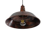 GloboStar® RAY 01046 Vintage Industrial Κρεμαστό Φωτιστικό Οροφής Μονόφωτο 1 x E27 AC220-240V - Φ36 x Υ25cm - Καφέ Σκουριά Μεταλλικό Καμπάνα - 5 Χρόνια Εγγύηση