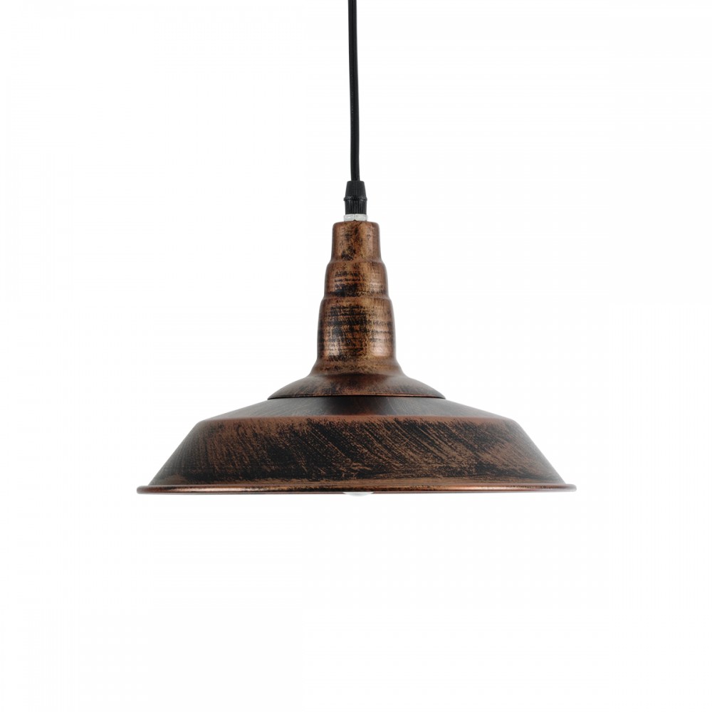 GloboStar® RAY 01047 Vintage Industrial Κρεμαστό Φωτιστικό Οροφής Μονόφωτο 1 x E27 Καφέ Σκουριά Μεταλλικό Καμπάνα Φ26 x Y25cm