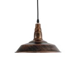 GloboStar® RAY 01047 Vintage Industrial Κρεμαστό Φωτιστικό Οροφής Μονόφωτο 1 x E27 Καφέ Σκουριά Μεταλλικό Καμπάνα Φ26 x Y25cm