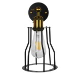 GloboStar® CATEL 01054 Vintage Industrial Φωτιστικό Τοίχου Απλίκα Μονόφωτο Μαύρο Μεταλλικό Πλέγμα Φ15 x Μ26 x Π15 x Υ30cm