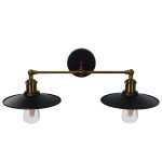 GloboStar® TWINS 01069 Vintage Industrial Φωτιστικό Τοίχου Απλίκα Δίφωτο Μαύρο Μεταλλικό Καμπάνα Φ21 x Μ30 x Π60 x Υ18cm