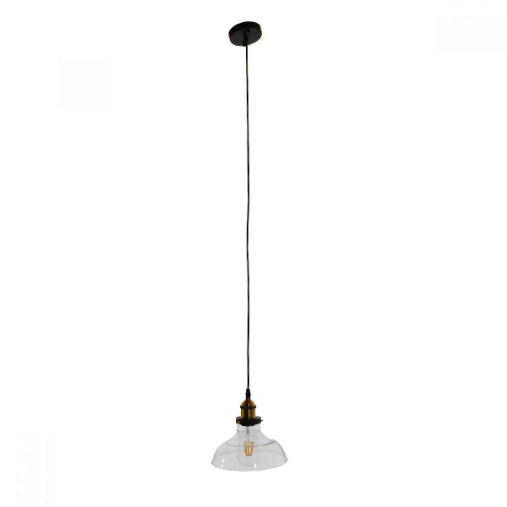 GLOBOSTAR® BINGLEY 01075 Vintage Κρεμαστό Φωτιστικό Οροφής με Ντουί 1 x E27 AC 220-240V IP20 - Διάφανο & Χρυσό - Μ24.5 x Π24.5 x Υ15cm