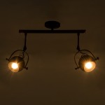 GloboStar® CANNES 01081 Μοντέρνο Φωτιστικό Οροφής Δίφωτο 2 x E27 Μαύρο Μεταλλικό Ράγα Μ61 x Π12 x Υ48cm