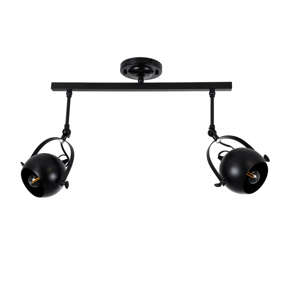 GloboStar® CANNES 01081 Μοντέρνο Φωτιστικό Οροφής Δίφωτο 2 x E27 Μαύρο Μεταλλικό Ράγα Μ61 x Π12 x Υ48cm