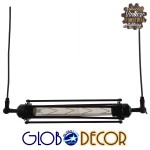 GloboStar® TUBE 01085 Vintage Industrial Κρεμαστό Φωτιστικό Οροφής Μαύρο Μεταλλικό Μ43 x Π11 x Υ11cm