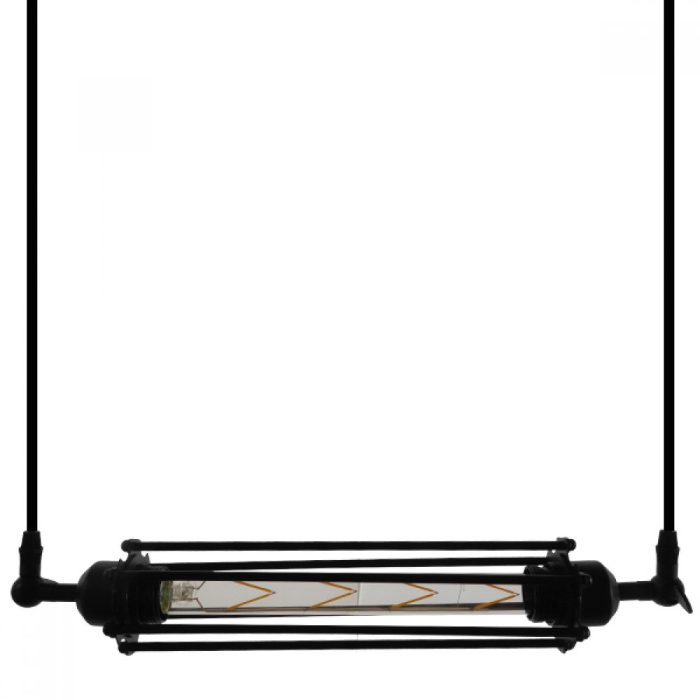 GloboStar® TUBE 01085 Vintage Industrial Κρεμαστό Φωτιστικό Οροφής Μαύρο Μεταλλικό Μ43 x Π11 x Υ11cm