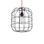 GloboStar® PARROT 01099 Μοντέρνο Industrial Κρεμαστό Φωτιστικό Οροφής Μονόφωτο 1 x E27 AC220-240V - Φ28 x Υ30cm - Μαύρο Μεταλλικό Πλέγμα - 5 Χρόνια Εγγύηση