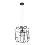 GloboStar® PARROT 01099 Μοντέρνο Industrial Κρεμαστό Φωτιστικό Οροφής Μονόφωτο 1 x E27 AC220-240V - Φ28 x Υ30cm - Μαύρο Μεταλλικό Πλέγμα - 5 Χρόνια Εγγύηση