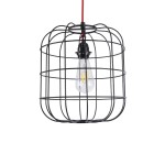 GloboStar® PARROT 01099 Μοντέρνο Industrial Κρεμαστό Φωτιστικό Οροφής Μονόφωτο 1 x E27 AC220-240V - Φ28 x Υ30cm - Μαύρο Μεταλλικό Πλέγμα - 5 Χρόνια Εγγύηση