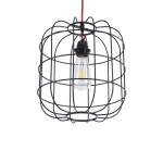 GloboStar® PARROT 01099 Μοντέρνο Industrial Κρεμαστό Φωτιστικό Οροφής Μονόφωτο 1 x E27 AC220-240V - Φ28 x Υ30cm - Μαύρο Μεταλλικό Πλέγμα - 5 Χρόνια Εγγύηση