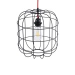 GloboStar® PARROT 01099 Μοντέρνο Industrial Κρεμαστό Φωτιστικό Οροφής Μονόφωτο 1 x E27 AC220-240V - Φ28 x Υ30cm - Μαύρο Μεταλλικό Πλέγμα - 5 Χρόνια Εγγύηση