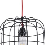 GloboStar® PARROT 01099 Μοντέρνο Industrial Κρεμαστό Φωτιστικό Οροφής Μονόφωτο 1 x E27 AC220-240V - Φ28 x Υ30cm - Μαύρο Μεταλλικό Πλέγμα - 5 Χρόνια Εγγύηση