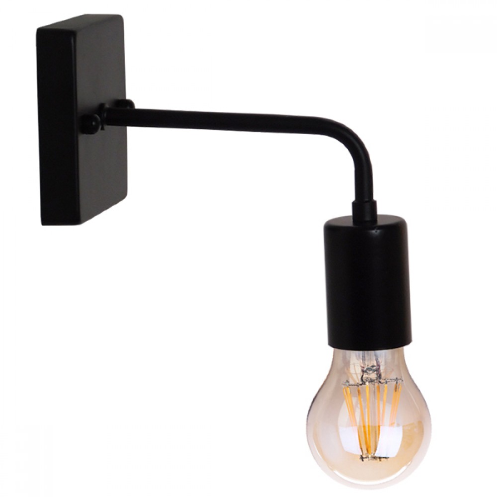 GloboStar® MISSAM 01119 Vintage Επιτοίχιο Φωτιστικό Απλίκα Μονόφωτο 1 x E27 IP20 Μαύρο Μέταλλο - Μ14 x Π20 x Υ10cm