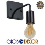 GloboStar® MISSAM 01119 Vintage Industrial Φωτιστικό Τοίχου Απλίκα Μονόφωτο Μαύρο Μεταλλικό Μ20 x Π10 x Υ17cm
