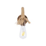 GloboStar® FLEDI 01134 Vintage Φωτιστικό Τοίχου Απλίκα Μονόφωτο 1 x E27 AC220-240V - Μ10 x Π25 x Υ15cm - Μπρούτζινο Σκουριά Μεταλλικό με Μπεζ Σχοινί - 5 Χρόνια Εγγύηση
