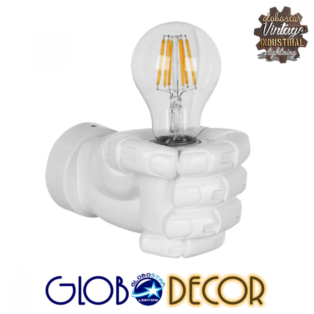 GloboStar® FIST 01137 Μοντέρνο Επιτοίχιο Φωτιστικό Απλίκα Μονόφωτο 1 x E27 IP20 Λευκό Γύψο - Μ15 x Π10 x Υ10cm