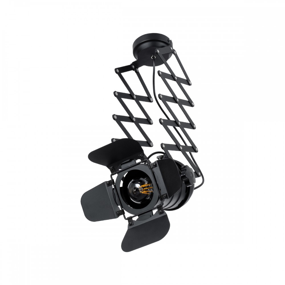 GloboStar® BROADWAY 01140 Vintage Industrial Φωτιστικό Οροφής Μονόφωτο 1 x E27 Μαύρο Μεταλλικό Πλέγμα Μ23 x Π23 x Υ36-95cm