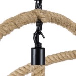 GloboStar® VITRUVIAN 01141 Vintage Κρεμαστό Φωτιστικό Οροφής Πολύφωτο 4 x E14 Μαύρο Μεταλλικό Πολυέλαιος με Μπεζ Σχοινί Φ53 x Y53cm