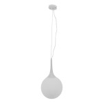 GloboStar® SPHERE 01143 Μοντέρνο Κρεμαστό Φωτιστικό Οροφής Μονόφωτο 1 x E27 Λευκό Γυάλινο Φ25 x Y46.5cm