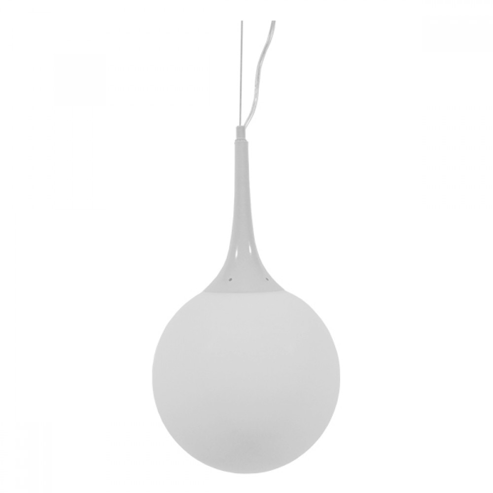 GloboStar® SPHERE 01143 Μοντέρνο Κρεμαστό Φωτιστικό Οροφής Μονόφωτο 1 x E27 Λευκό Γυάλινο Φ25 x Y46.5cm