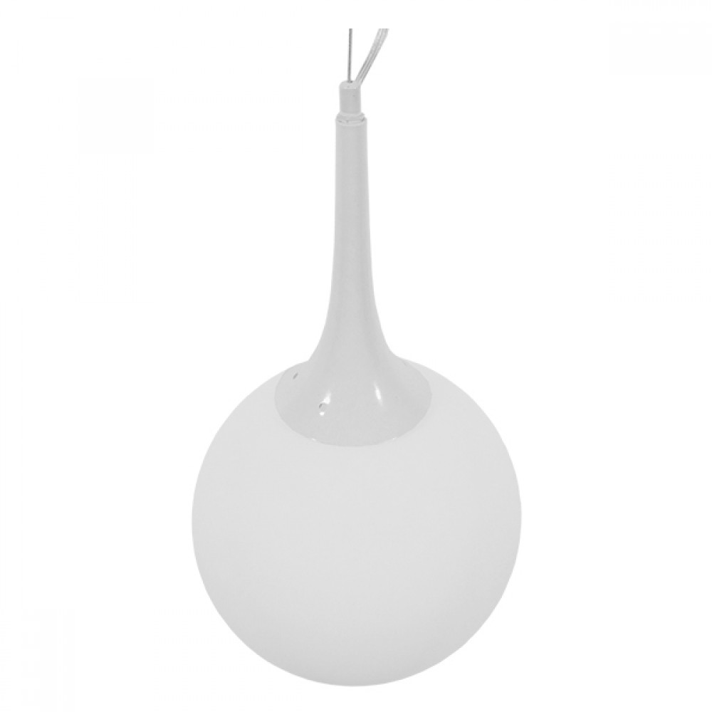 GloboStar® SPHERE 01143 Μοντέρνο Κρεμαστό Φωτιστικό Οροφής Μονόφωτο 1 x E27 Λευκό Γυάλινο Φ25 x Y46.5cm