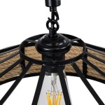 GloboStar® POLI 01146 Vintage Κρεμαστό Φωτιστικό Οροφής Μονόφωτο 1 x E27 Μαύρο Μεταλλικό με Μπεζ Σχοινί Φ31 x Y14cm