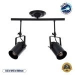 GloboStar® HOLLYWOOD 01154 Vintage Φωτιστικό Οροφής Δίφωτο 2 x E27 Μαύρο Μεταλλικό Ράγα Μ44 x Π13 x Υ36cm