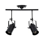 GloboStar® HOLLYWOOD 01154 Vintage Φωτιστικό Οροφής Δίφωτο 2 x E27 Μαύρο Μεταλλικό Ράγα Μ44 x Π13 x Υ36cm