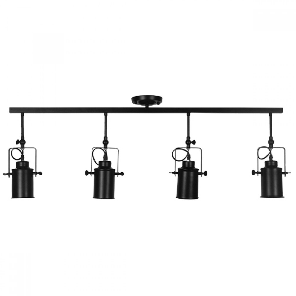 GloboStar® HOLLYWOOD 01156 Vintage Φωτιστικό Οροφής Πολύφωτο Μαύρο Μεταλλικό Ράγα Μ13 x Π110 x Υ38cm