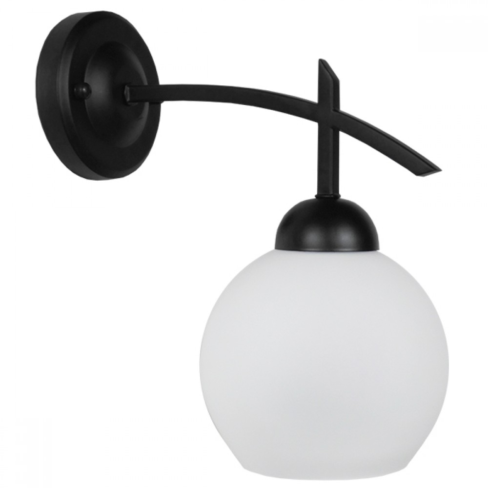 GloboStar® ISEN 01157 Μοντέρνο Επιτοίχιο Φωτιστικό Απλίκα Μονόφωτο 1 x E27 IP20 Μαύρο Μέταλλο με Λευκό Γυαλί - Μ25 x Π15 x Υ30cm