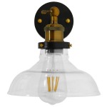 GloboStar® LIVID 01159 Vintage Φωτιστικό Τοίχου Απλίκα Μονόφωτο Μπρούτζινο Μεταλλικό με Γυάλινη Καμπάνα Φ20 x Μ20 x Π15 x Υ25cm