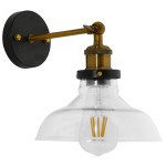 GloboStar® LIVID 01159 Vintage Φωτιστικό Τοίχου Απλίκα Μονόφωτο Μπρούτζινο Μεταλλικό με Γυάλινη Καμπάνα Φ20 x Μ20 x Π15 x Υ25cm