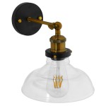 GloboStar® LIVID 01159 Vintage Φωτιστικό Τοίχου Απλίκα Μονόφωτο Μπρούτζινο Μεταλλικό με Γυάλινη Καμπάνα Φ20 x Μ20 x Π15 x Υ25cm