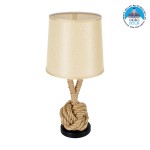 GloboStar® MONKEY FIST 01162 Vintage Επιτραπέζιο Φωτιστικό Πορτατίφ Μονόφωτο 1 x E27 με Μπεζ Σχοινί και Καπέλο Φ27 x Υ58cm