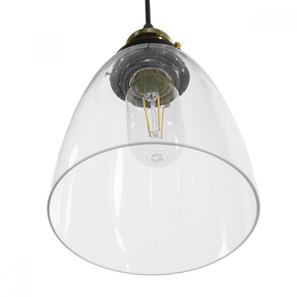 GloboStar® WICKHAM 01168 Vintage Κρεμαστό Φωτιστικό Οροφής Μονόφωτο 1 x E27 Γυάλινο Καμπάνα Φ14 x Y23cm