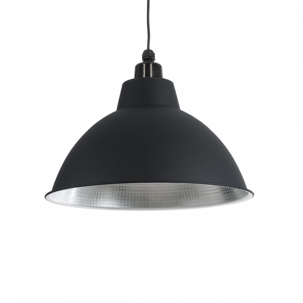 GLOBOSTAR® LOUVE 01176 Vintage Κρεμαστό Φωτιστικό Οροφής με Ντουί 1 x E27 AC 220-240V IP20 - Μαύρο & Ασημί - Μ40 x Π40 x Υ30cm