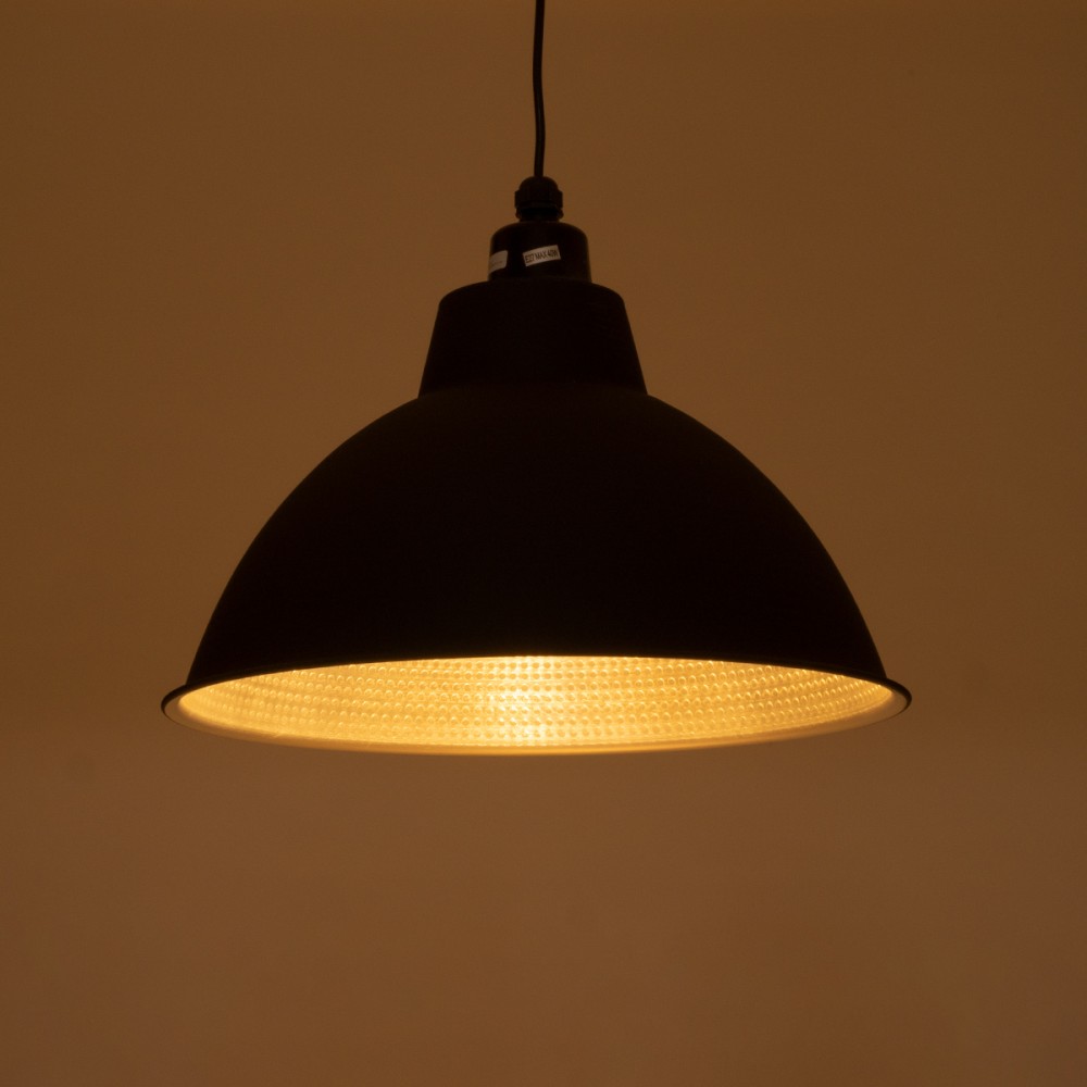 GloboStar® LOUVE 01176 Vintage Industrial Κρεμαστό Φωτιστικό Οροφής Μονόφωτο 1 x E27 AC220-240V IP20 - Φ40 x Y30cm - Μαύρο με Ασημί Μεταλλικό Καμπάνα - 5 Χρόνια Εγγύηση