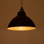 GloboStar® LOUVE 01176 Vintage Industrial Κρεμαστό Φωτιστικό Οροφής Μονόφωτο 1 x E27 AC220-240V IP20 - Φ40 x Y30cm - Μαύρο με Ασημί Μεταλλικό Καμπάνα - 5 Χρόνια Εγγύηση