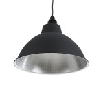 GloboStar® LOUVE 01176 Vintage Industrial Κρεμαστό Φωτιστικό Οροφής Μονόφωτο 1 x E27 AC220-240V IP20 - Φ40 x Y30cm - Μαύρο με Ασημί Μεταλλικό Καμπάνα - 5 Χρόνια Εγγύηση